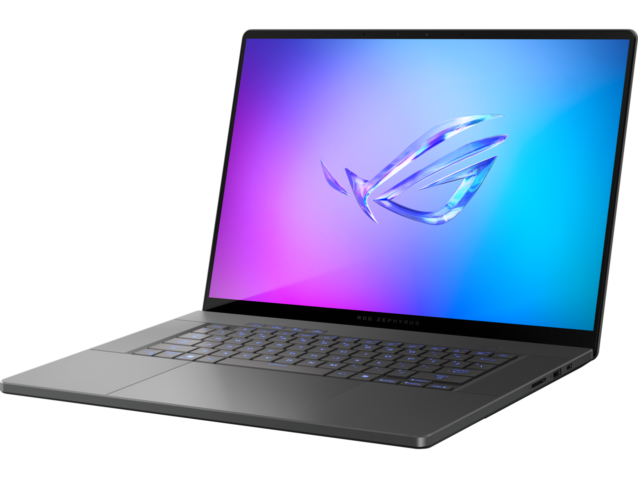 Laptop with a colorful display and logo on a white background