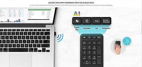 Genius Keyboard Numeric Pad Wireless AI w/Palm Rest NumPad 1000