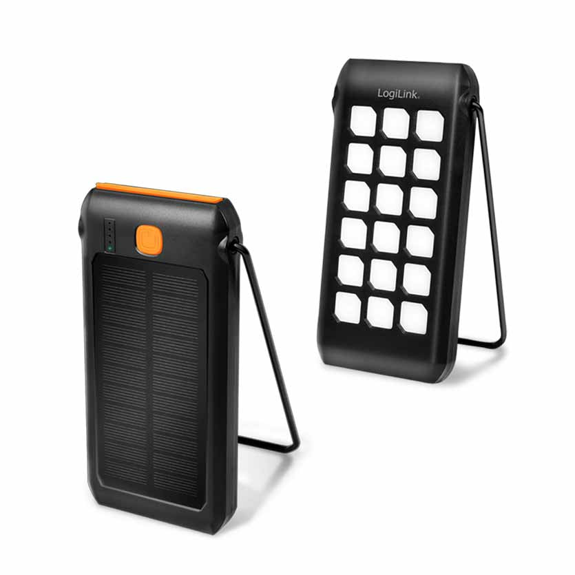 PA0273 SOLAR POWERBANK 10000mAh 2 x USB-A & 1 x USB-C PD, FLASHLIGHT LOGILINK