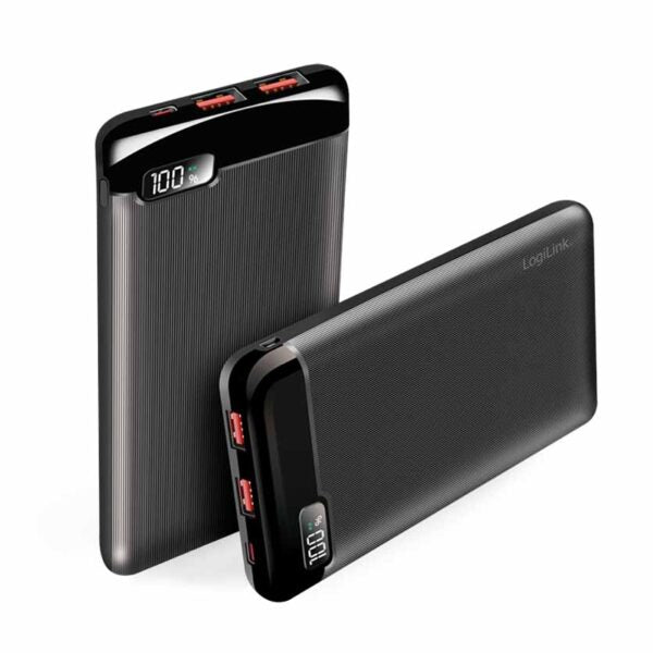 PA0286 POWERBANK 10000mAh 2 x USB-A, 1xUSB-C, w/DISPLAY PD & QC BLACK, LOGILINK