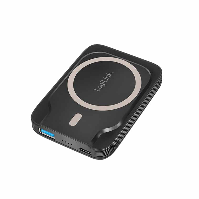 PA0287 POWERBANK 5000mAh WIRELESS CHARGING, USB-C + USB-A BLACK, LOGILINK