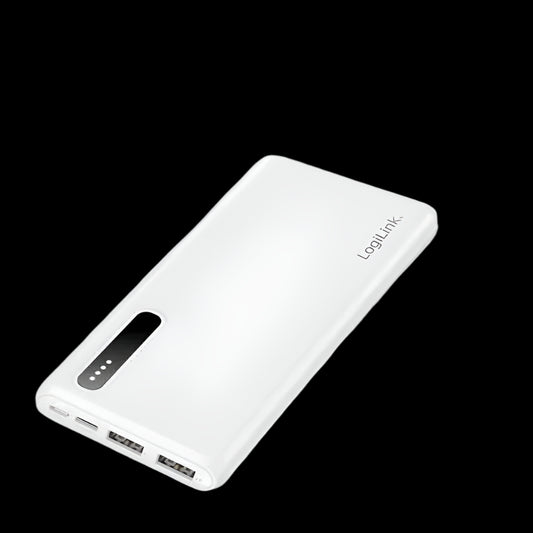 PA0311W POWER BANK 8000mAh, 2x USB-A, 2in1 CABLE, WHITE, LOGILINK