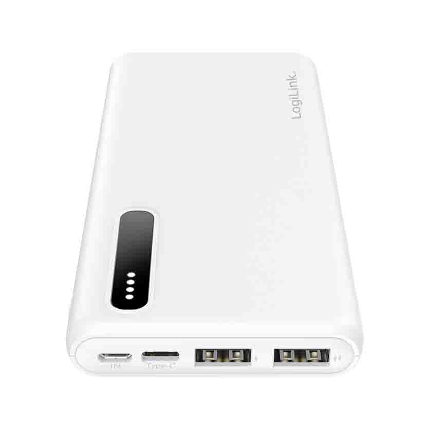 PA0311W POWER BANK 8000mAh, 2x USB-A, 2in1 CABLE, WHITE, LOGILINK