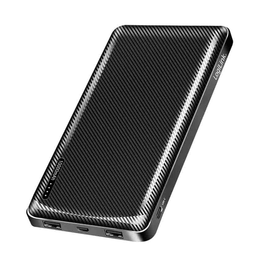 PA0316 POWERBANK 10000mAh, 2x USB-A, USB-C, WITH FAST CHARGING, BLACK, LOGILINK