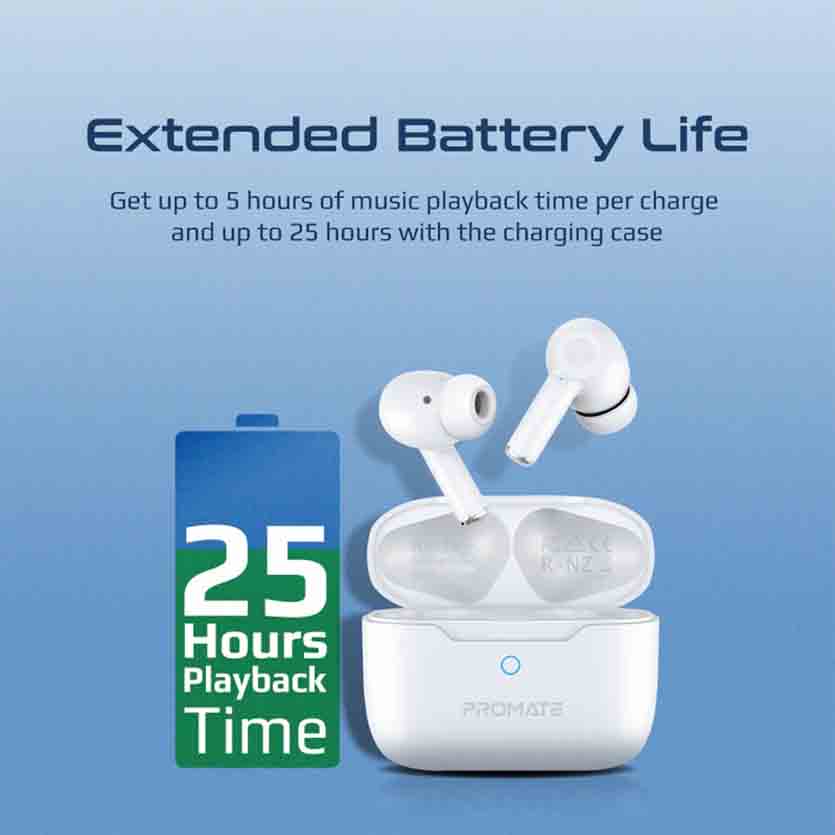 PROPODS.WHITE EARPHONES BT ANC TWS WITH INTELLITOUCH PROMATE