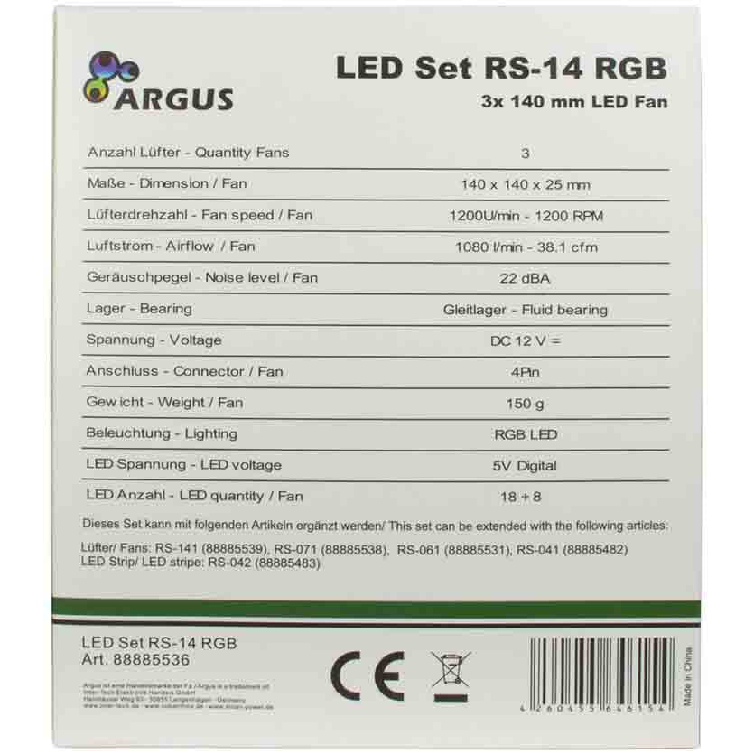 RS-14 KIT - FAN SET 3x 140mm ARGB RF ARGUS