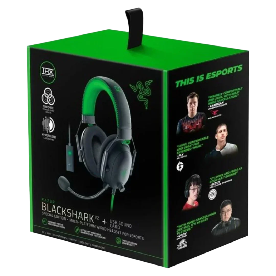 Razer Blackshark V2 Special Edition Headset & USB Audio Card THX PC/Console With Carrying Case