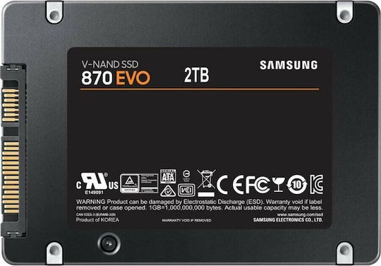 Samsung 870 EVO 2TB 2.5" SATA III Internal SSD (MZ-77E2T0B/AM)