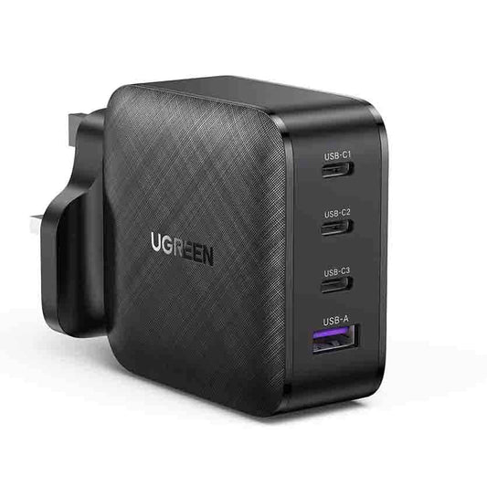 70819 FAST USB CHARGER 65W PDx3 + QC3.0 UK BLACK UGREEN