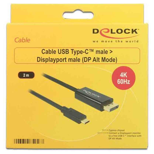 85256 2m USB-C TO DISPLAY PORT M/M 4K/60HZ BLACK DELOCK
