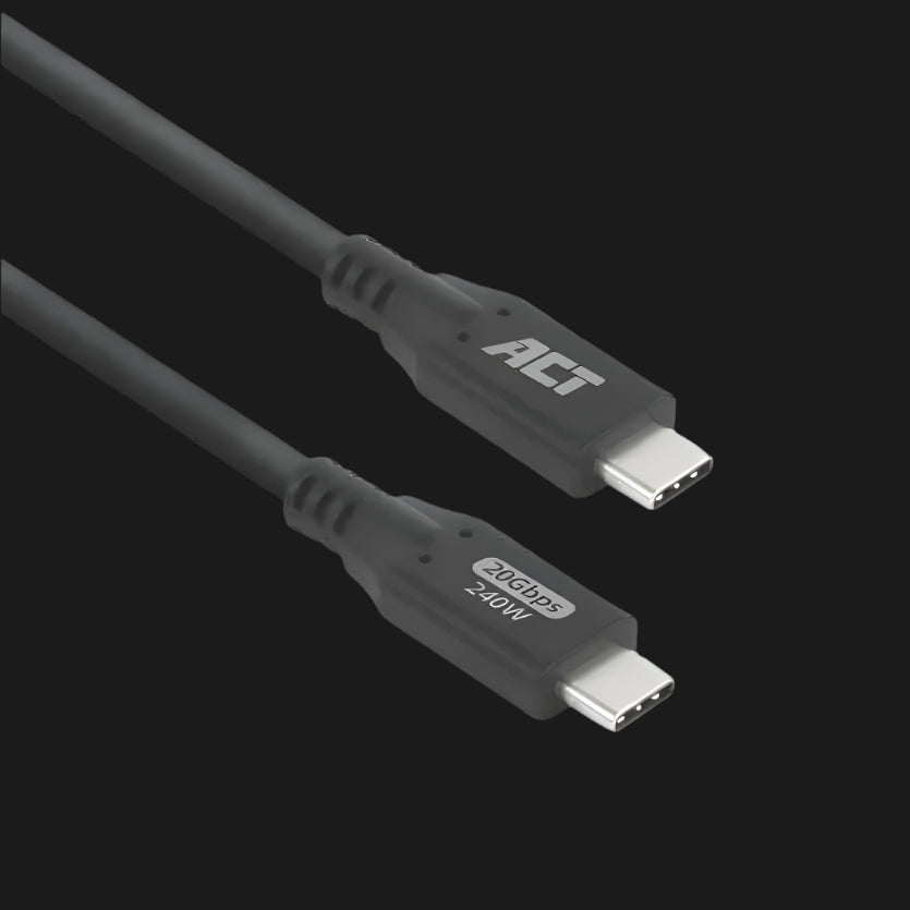 AC7421 1m 20Gbps USB4 240W USB TYPE-C CABLE, BLACK, ACT