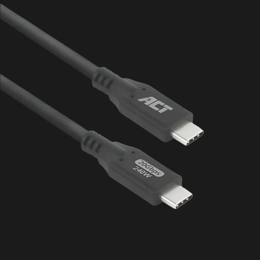 AC7421 1m 20Gbps USB4 240W USB TYPE-C CABLE, BLACK, ACT