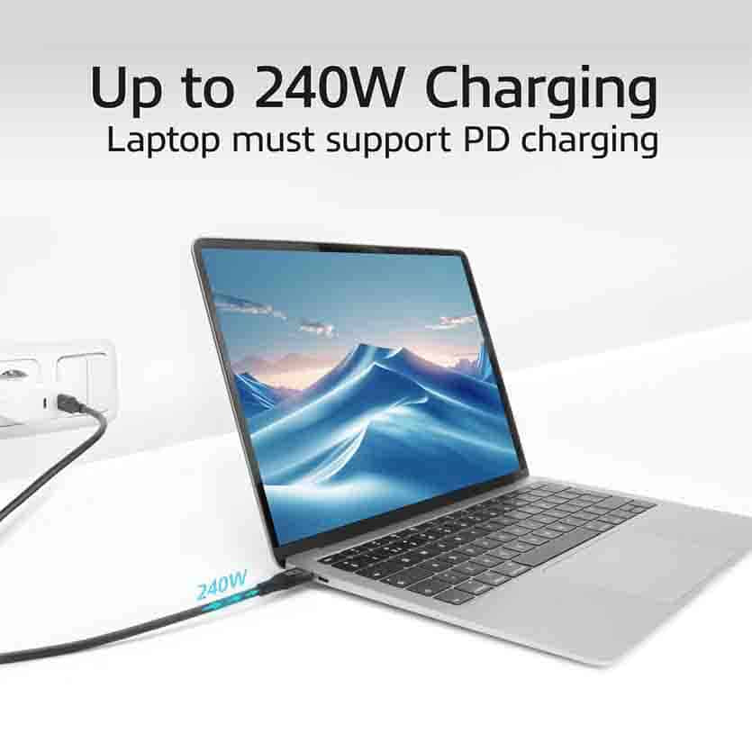 AC7421 1m 20Gbps USB4 240W USB TYPE-C CABLE, BLACK, ACT