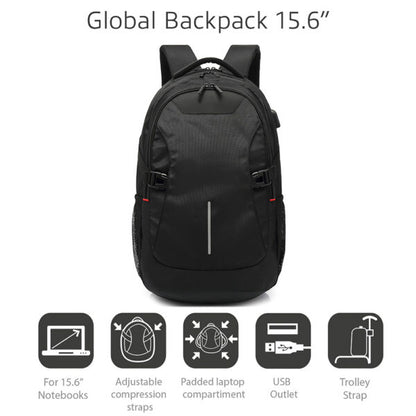 AC8530 15.6″ N/B BACKPACK WITH USB CHARGING PORT GLOBAL BLACK ACT