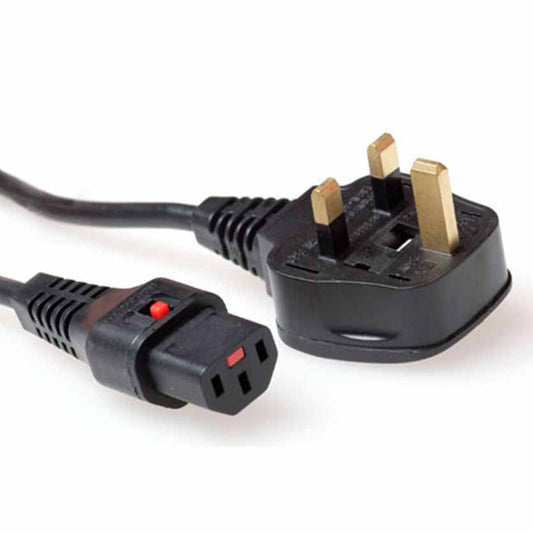 AK5059 2m UK TO C13 LOCKABLE POWER CABLE BLACK IEC LOCK