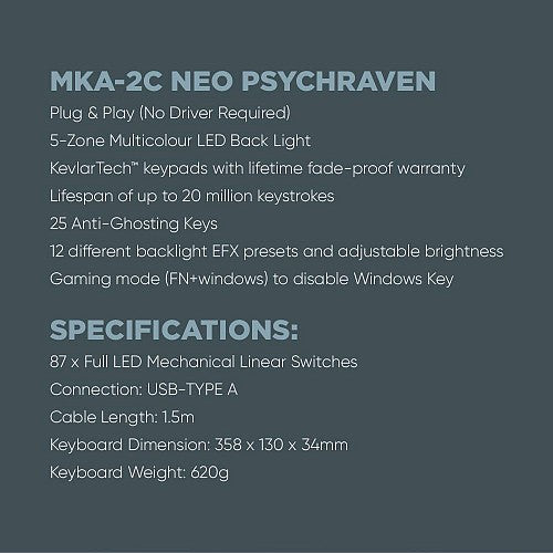 Armaggeddon MKA-2C Neo Black Mechanical Gaming Keyboard 87 Brown Keys