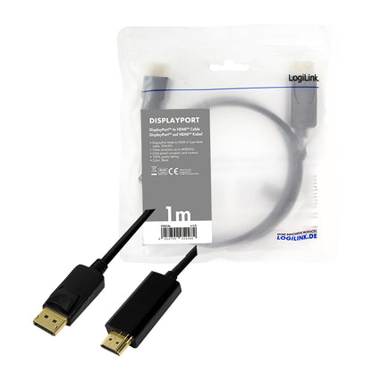 CV0126 1m DISPLAY PORT 1.2 TO HDMI 1,4 M/M LOGILINK