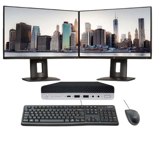 HP BUNDLE! HP DESKTOP Tiny 400 G3 + 2 x HP P232 23'' Monitor 2YW