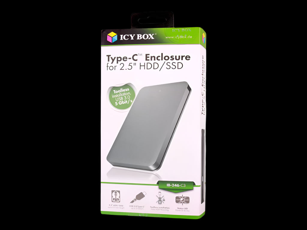 IB-246-C3 EXTERNAL TYPE-C ALUMINIUM ENCLOSURE FOR 2.5″ HDD/SSD ICYBOX