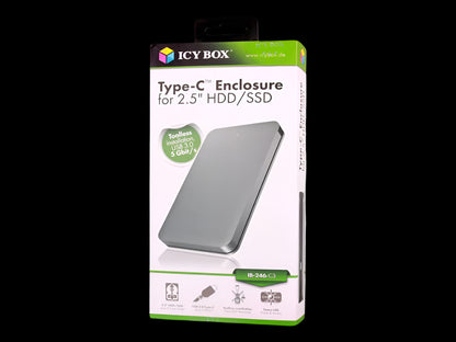 IB-246-C3 EXTERNAL TYPE-C ALUMINIUM ENCLOSURE FOR 2.5″ HDD/SSD ICYBOX