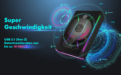 IB-G226L-C31 RGB ILLUMINATED TYPE-C ALUMINIUM ENCLOSURE FOR 2.5″ SSD ICYBOX