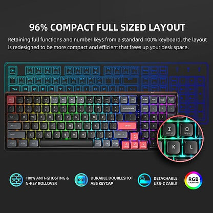 Machenike K600-B100 LITE Mechanical Gaming Keyboard 104 Red Switch Keys