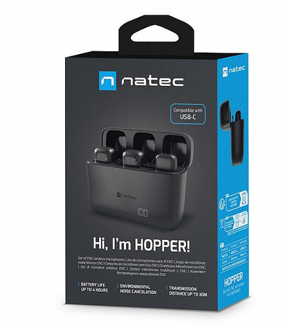 Natec Wireless Wearable Microphones for Contect Creators USB-C HOPPER LAVALIER (2 PIECES)
