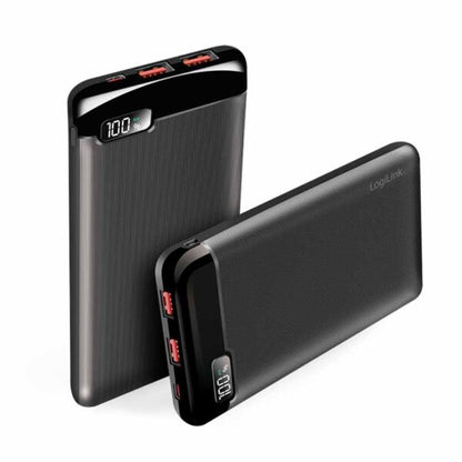PA0286 POWERBANK 10000mAh 2 x USB-A, 1xUSB-C, w/DISPLAY PD & QC BLACK, LOGILINK