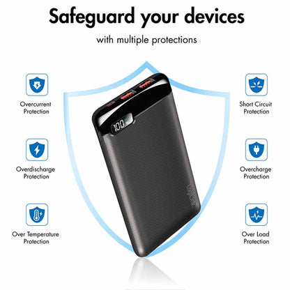 PA0286 POWERBANK 10000mAh 2 x USB-A, 1xUSB-C, w/DISPLAY PD & QC BLACK, LOGILINK