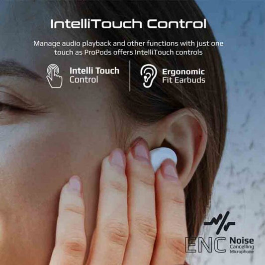 PROPODS.WHITE EARPHONES BT ANC TWS WITH INTELLITOUCH PROMATE