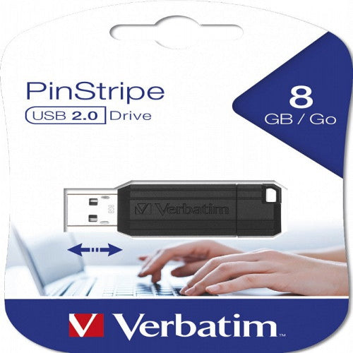 Verbatim USB Drive 2.0 Pinstripe 8GB Black