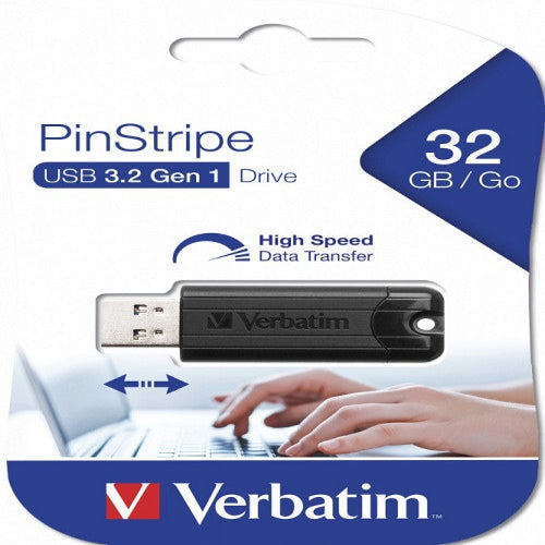 Verbatim USB Drive 3.0 Pinstripe 32GB Black