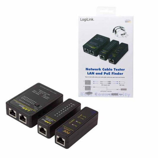 WZ0015P TESTER FOR RJ11,RJ45 AND BNC CABLES W/REMOTE UNIT & PoE FINDER, LOGILINK